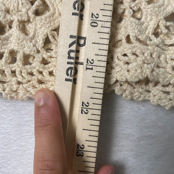 Vtg Moda Int'l Beige Boho Crochet Cardigan Sweater 100% Cotton Women Medium - Picture 5 of 5
